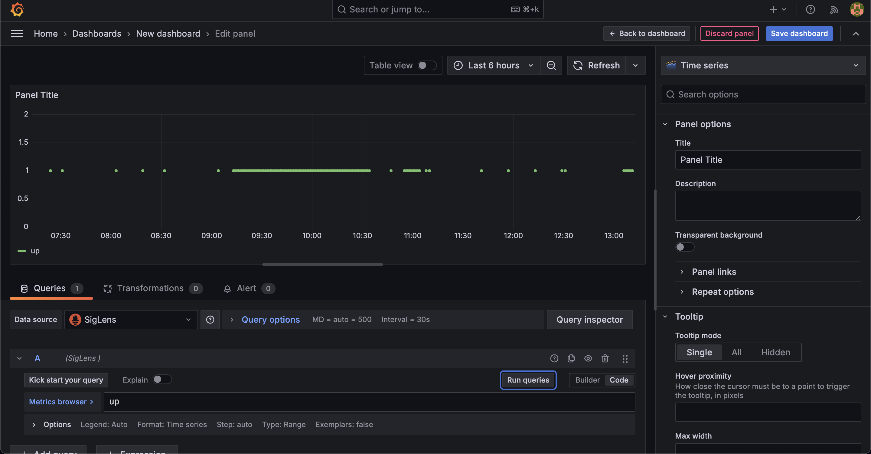 Select SigLens as Data Source